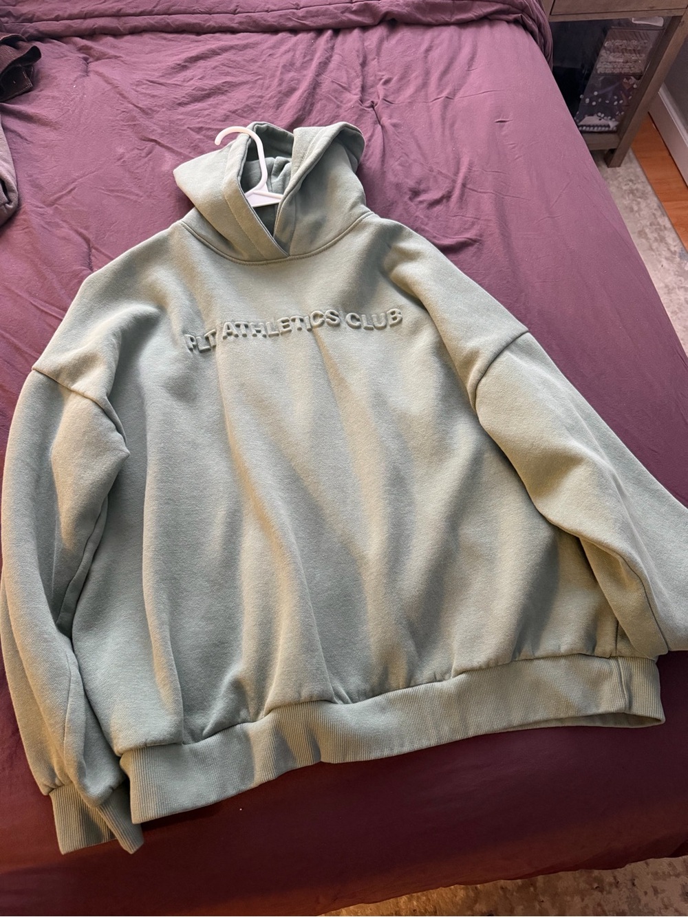 PrettyLittleThing Sage Green Embroidered Hoodie and Sweat Pants